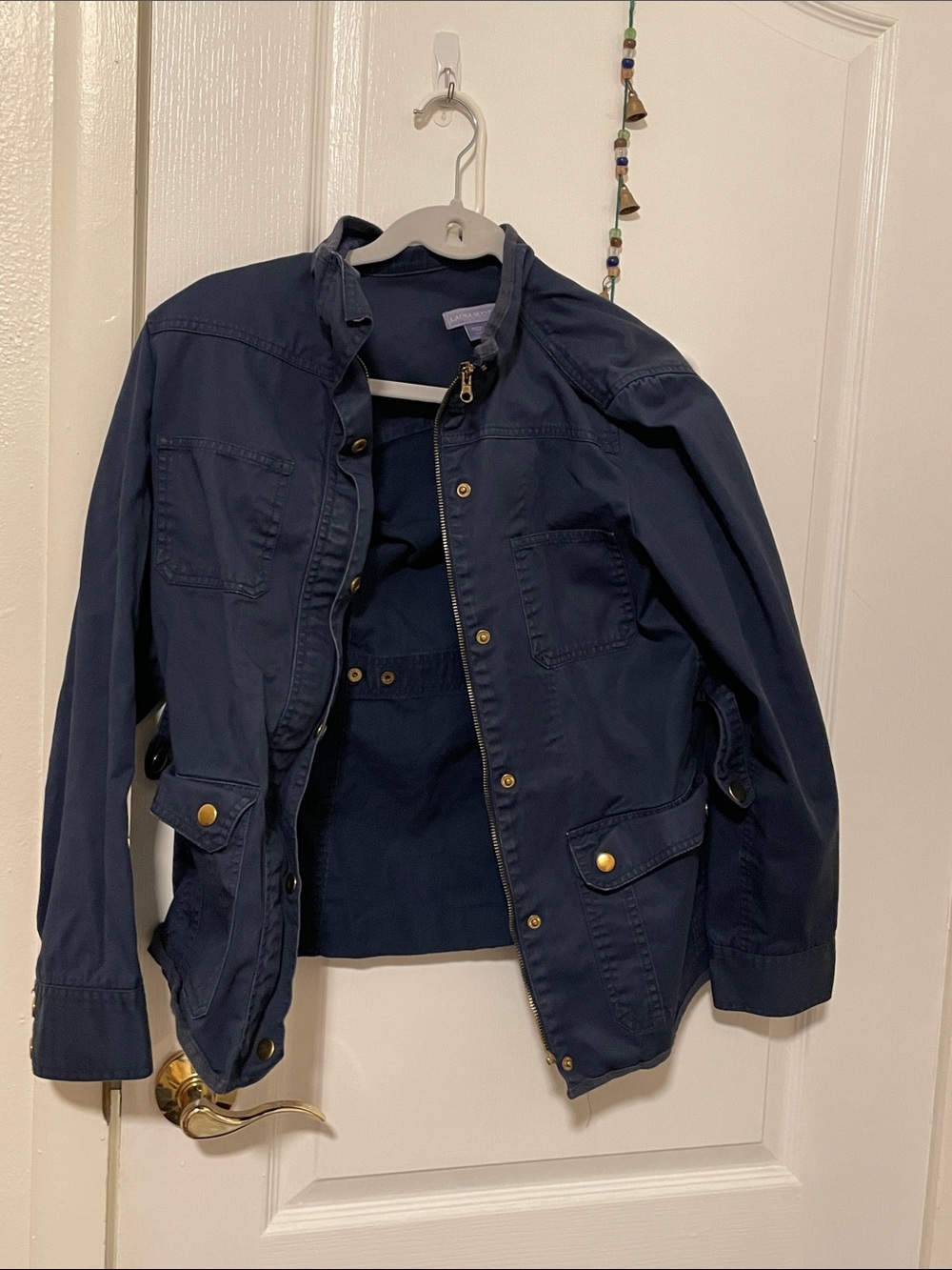 Laura Scott Navy Utility Jacket with Button & Zip Front